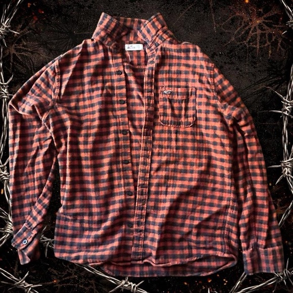 Hollister Other - Hollister Black & Orange Plaid Button-Up Shirt | Casual Flannel